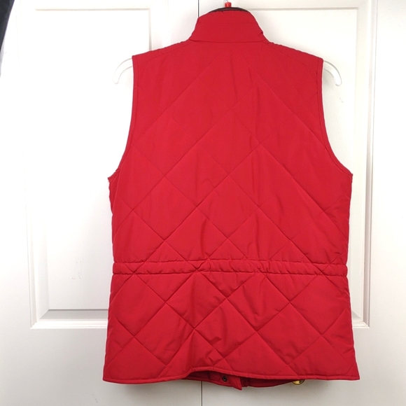 Lauren Ralph Lauren Red Quilted Full Zip Faux Leather Trim Patch Pocket Vest - Picture 8 of 13
